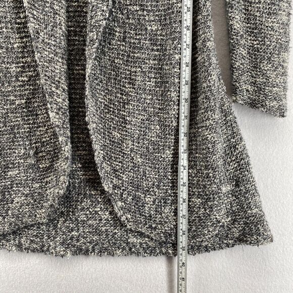 EILEEN FISHER Cardigan M Cotton Blend Marled Shawl Open Front Long Sleeve Gray - Picture 12 of 15
